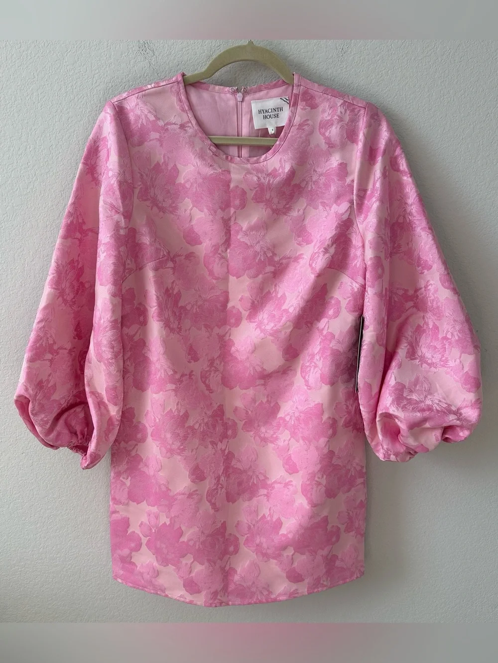 HYACINTH HOUSE Pale Pink Jacquard Janie Mini Dress SZ S NWT - Picture 2 of 7